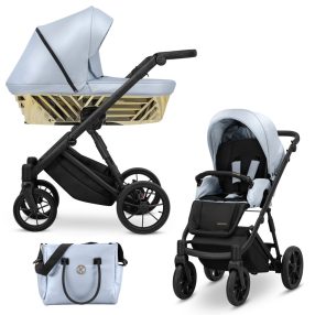   Kunert IVENTO GLAM 3in1 multifunktionaler Kinderwagen - Baby Blue Metalic Eco 