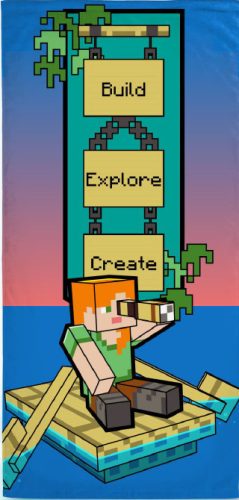 Minecraft Build fürdőlepedő, strand törölköző 70x140cm