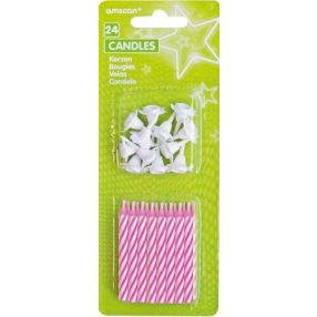 Színes Pink spirál tortagyertya, gyertya szett 24 db-os
