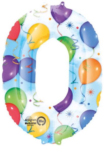 Óriás Balloons 0-ás szám Fólia lufi 88x63 cm
