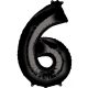 Fekete Black óriás szám fólia lufi 6-os, 86x55 cm