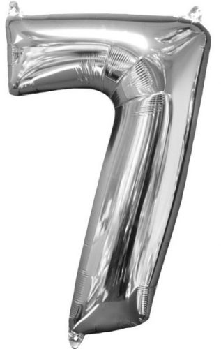 Ezüst Silver szám fólia lufi 7-es 66x43 cm
