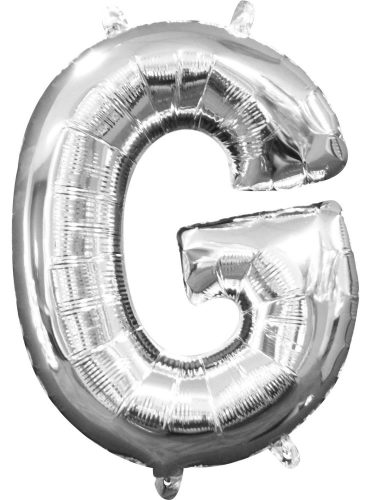 Ezüst Silver mini G betű fólia lufi 33 cm