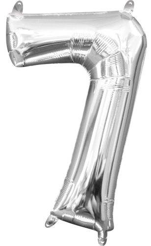 Ezüst Silver mini szám fólia lufi 7-es 40 cm