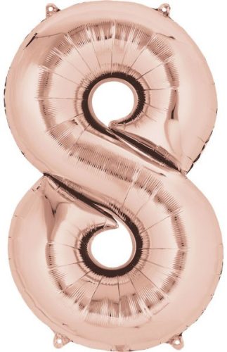 Színes Rose Gold óriás szám fólia lufi 8-as 86x53 cm