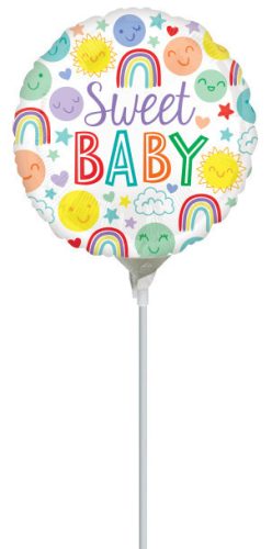 Színes Sweet baby mini fólia lufi 23 cm (WP)