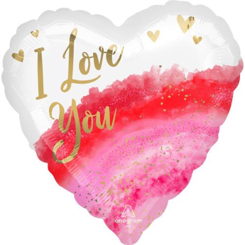 I love You Watercolor fólia lufi 43 cm