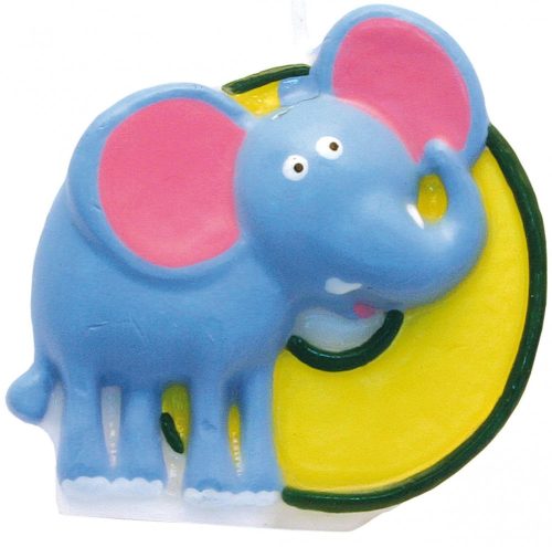 Szafari Elephant tortagyertya, számgyertya 0-ás