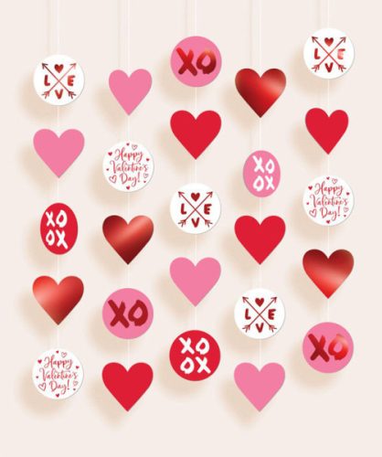 Happy Valentine's Day Heart függő dekoráció 5 db-os szett