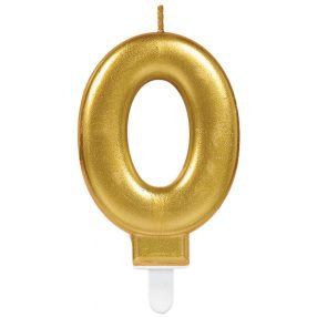 Arany Gold számgyertya, tortagyertya 0-ás