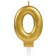 Arany Gold számgyertya, tortagyertya 0-ás