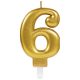 Arany Gold számgyertya, tortagyertya 6-os
