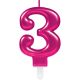 Rózsaszín Pink számgyertya, tortagyertya 3-as