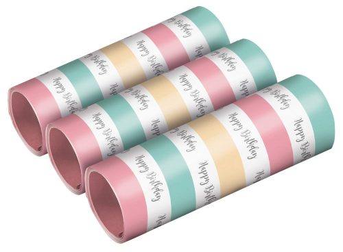 Happy Birthday Pastel szerpentin 3 db-os