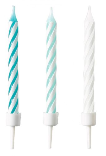 Kék Aqua Glamor tortagyertya, 10 db-os gyertya szett