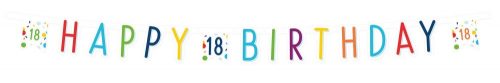 Konfettis Colorful Happy Birthday 18 felirat 180 cm