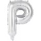 Ezüst Silver P betű fólia lufi 45 cm