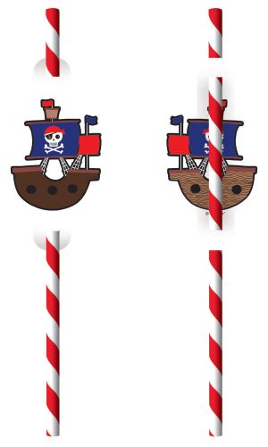 Kalóz Ship papír szívószál, 8 db-os szett