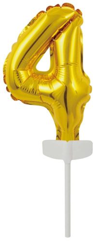 Arany Gold 4-es szám fólia lufi tortára 13 cm