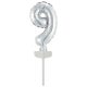 Ezüst Silver 9-es szám fólia lufi tortára 13 cm