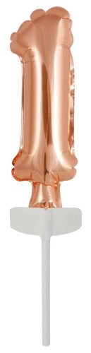 Színes Rose Gold 1-es szám fólia lufi tortára 13 cm