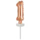 Színes Rose Gold 1-es szám fólia lufi tortára 13 cm