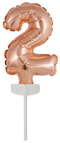Színes Rose Gold 2-es szám fólia lufi tortára 13 cm
