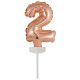 Színes Rose Gold 2-es szám fólia lufi tortára 13 cm