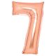 Színes Rose Gold 7-es szám fólia lufi 66 cm