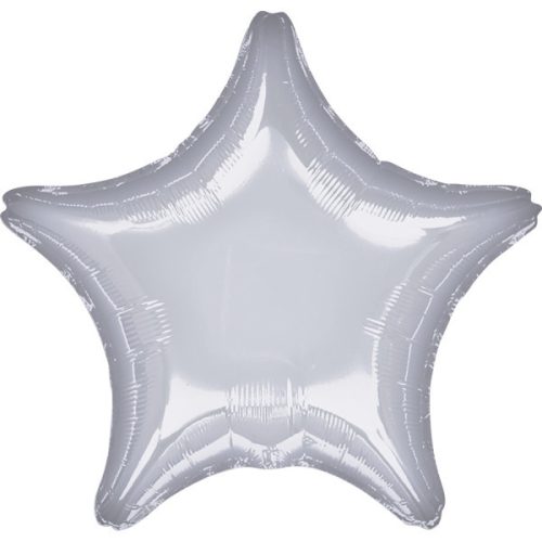 Ezüst Metallic Silver csillag fólia lufi 48 cm
