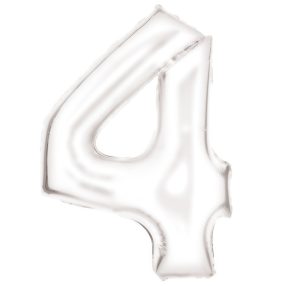 Fehér Lustre White 4-es szám fólia lufi 86 cm