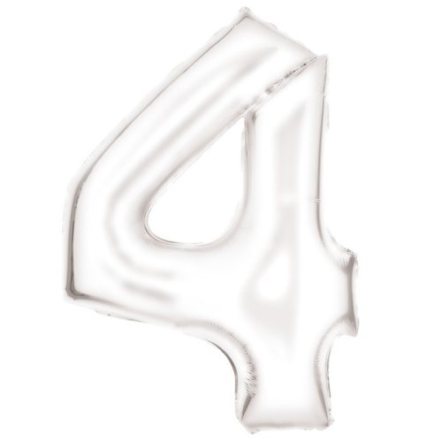 Fehér Lustre White 4-es szám fólia lufi 86 cm