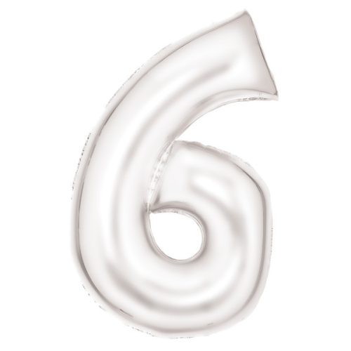 Fehér Lustre White 6-os szám fólia lufi 86 cm