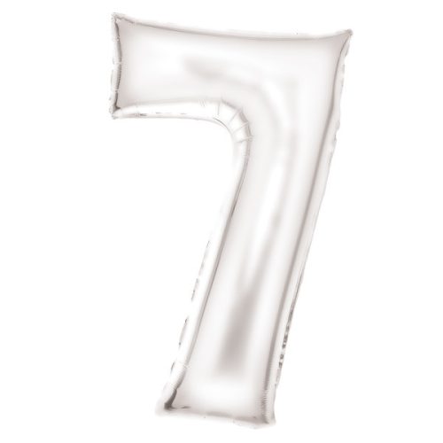 Fehér Lustre White 7-es szám fólia lufi 86 cm