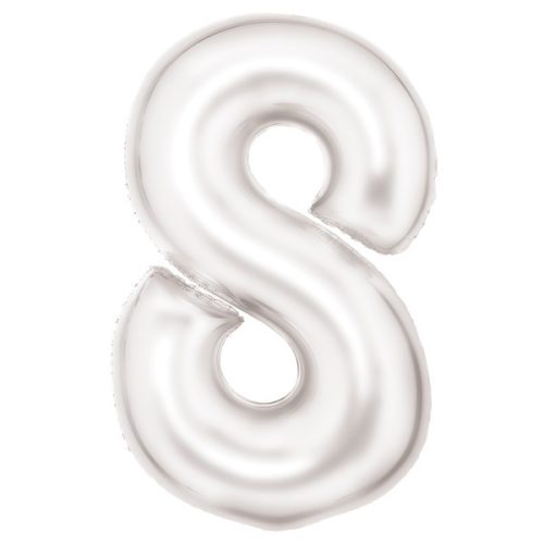 Fehér Lustre White 8-as szám fólia lufi 86 cm