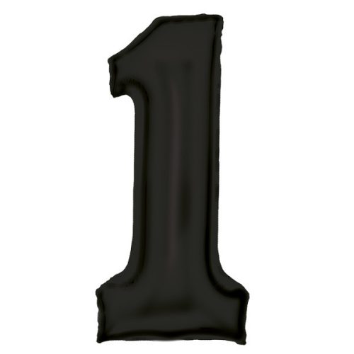 Fekete Lustre Black 1-es szám fólia lufi 86 cm