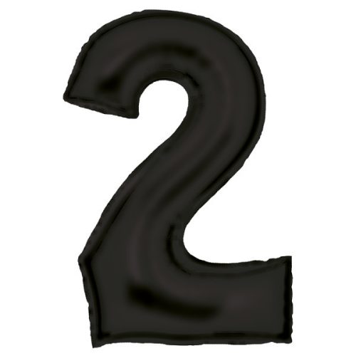 Fekete Lustre Black 2-es szám fólia lufi 86 cm