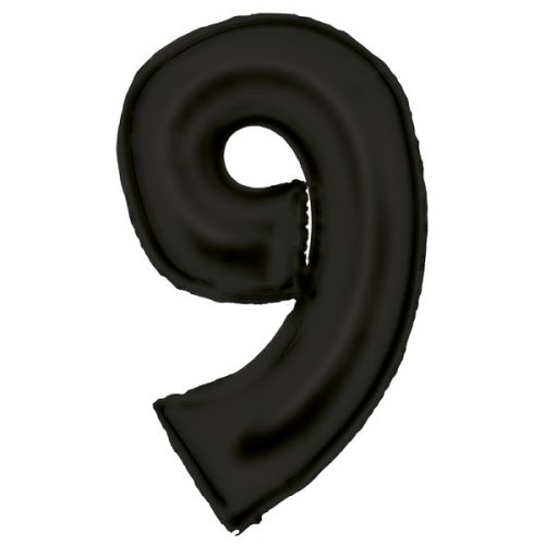 Fekete Lustre Black 9-es szám fólia lufi 86 cm