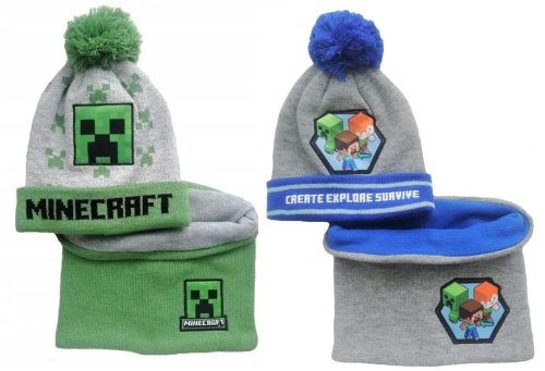 Minecraft Explore gyerek sapka + snood szett 52-54 cm