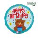 Happy Birthday Smiley Bear fólia lufi 46 cm