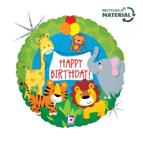 Happy Birthday Jungle Animals Holo fólia lufi 46 cm