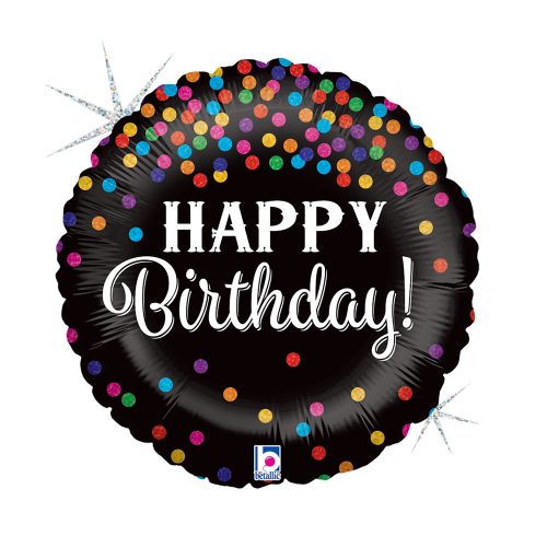 Happy Birthday Glitter Confetti fólia lufi 46 cm