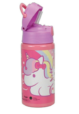 Hello Kitty Unicorn alumínium szívószálas kulacs akasztóval 500 ml