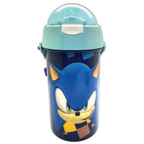   Sonic a sündisznó Speed Blue műanyag szívószálas kulacs akasztóval 500 ml