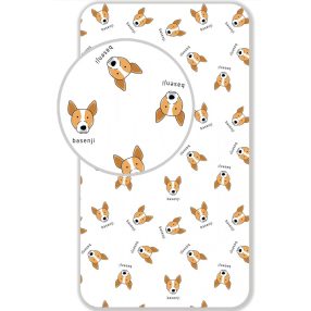 Kutyás Basenji gumis lepedő 90x200 cm