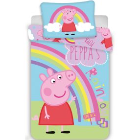  Peppa malac Rainbow gyerek, ovis ágyneműhuzat 100×135cm, 40×60 cm