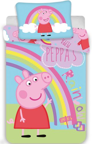Peppa malac Rainbow gyerek, ovis ágyneműhuzat 100×135cm, 40×60 cm