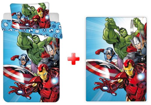 Bosszúállók Light Blue gyerek, ovis ágyneműhuzat és polár takaró szett