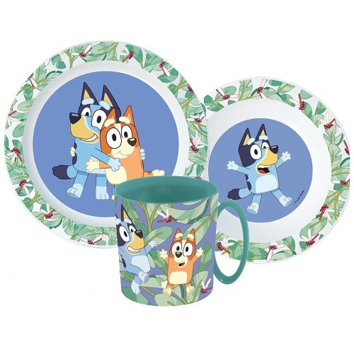 Bluey Tropical étkészlet, micro műanyag szett bögrével 390 ml 