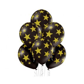   Csillagos Black Star léggömb, lufi szett 6 db-os 30 cm (12 inch)
